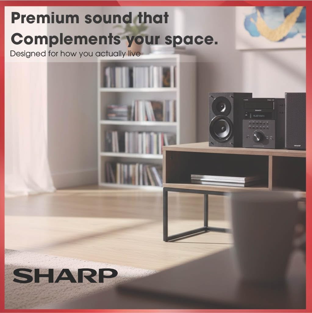 Sharp XL-BH250 Sharp 5-Disc Micro Shelf Executive Speaker System with Bluetooth, USB Port for MP3 Playback, AM/FM, Audio in for Digital Players