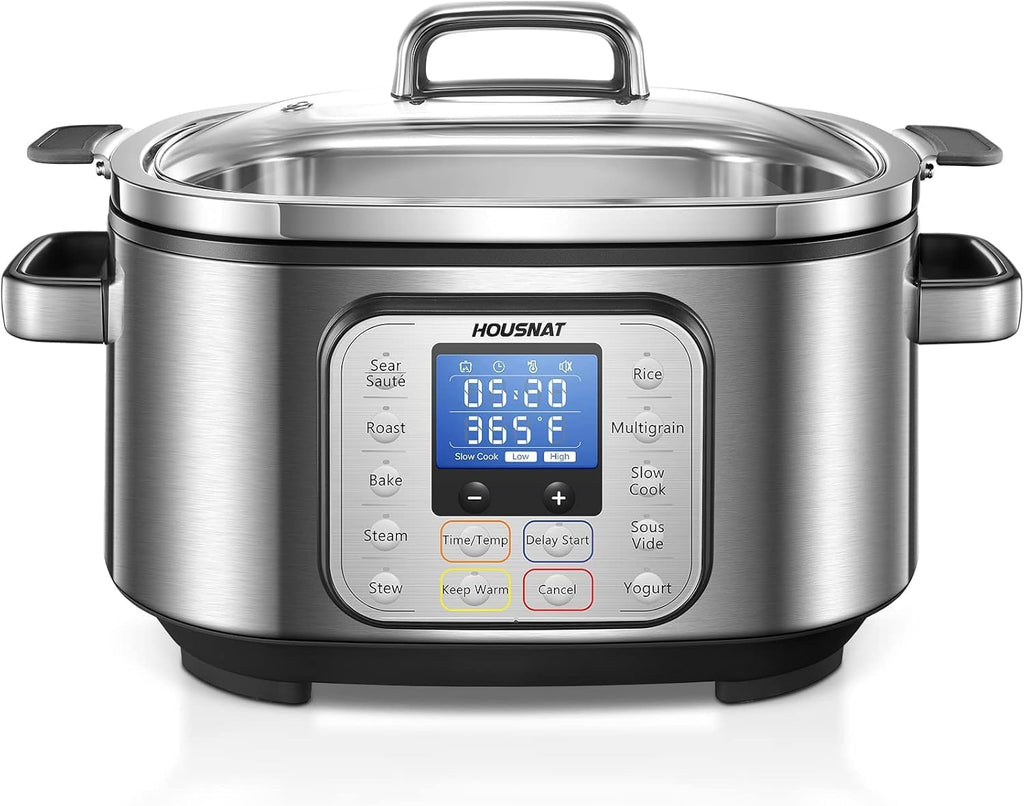 HOUSNAT Slow Cooker, 10 in 1 Programmable Slow Cooker 6QT 304 Stainless Steel Inner Pot, Multi-Cooker with Rice, Yogurt, Sauté, Steam, Delay Start & Adjustable Temp – for Large Families & Entertaining