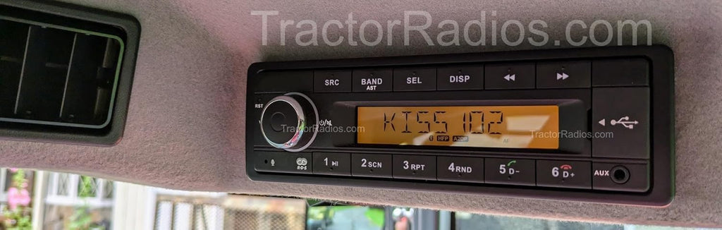 Compatible with Kubota Tractor Radio Direct Connect Plug & Play AM/FM Bluetooth Stereo USB AUX, 12V DC Orange Display, RDS Function