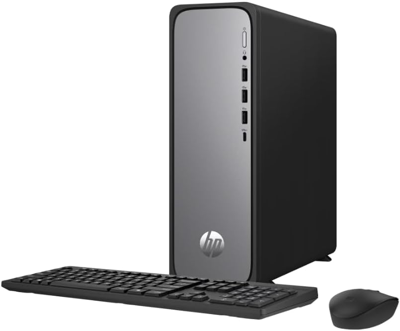 HP OmniDesk Slim Desktop PC, Intel Core i3-14100, 8GB RAM, 256GB SSD, Intel UHD Graphics 710, Windows 11 Home, Meteor Silver, S03-000 (2025) (Renewed Premium)