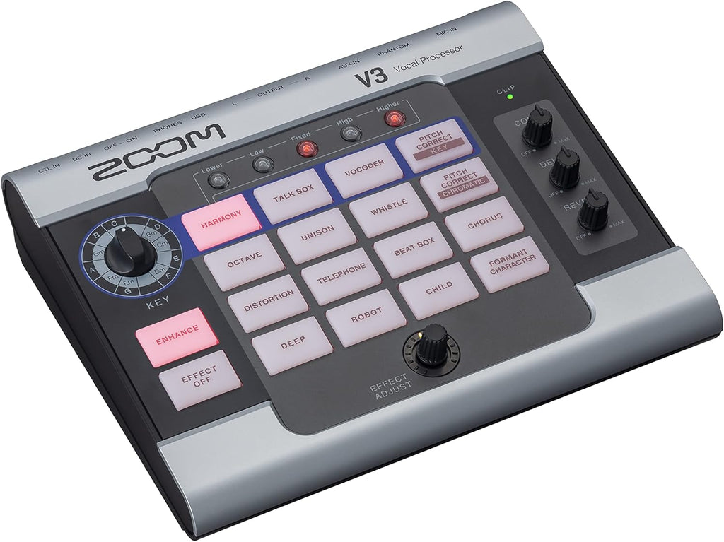 Zoom V3 Vocal Processor for Streaming & Live Performance with Harmony, Pitch Correction, Reverb & Delay, 16 Studio Effects, Battery Powered