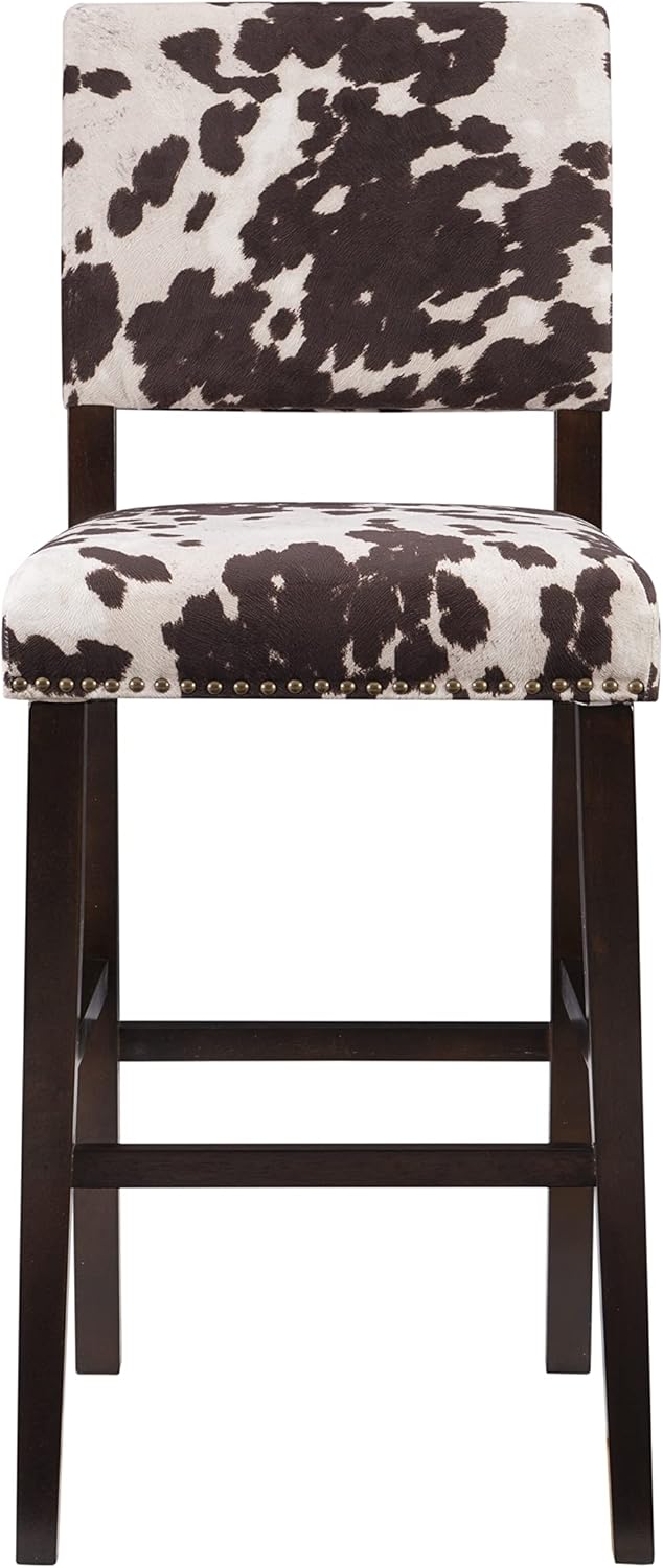 Linon Udder Madness Corey Bar Stool, 19"W x 22.5"D x 44.75"H, Brown