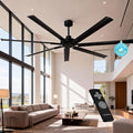 Industrial Ceiling Fans with Remote Control, 100 Inch Black Big Ceiling Fans without Lights for Living Room Shop Garage Bedroom Indoor Outdoor, 6-Speed Reversible DC Motor, Dimmable, 3CCT, Timer