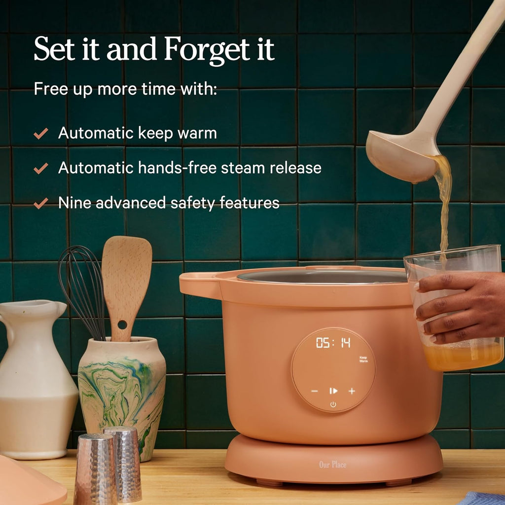 Our Place Dream Cooker | 6 Qt Ceramic Nonstick Multicooker & Pressure Cooker with Touchscreen Controls & Auto Steam Release | 4 Modes: Pressure Cook, Sauté/Sear, Slow Cook & Warm | Char