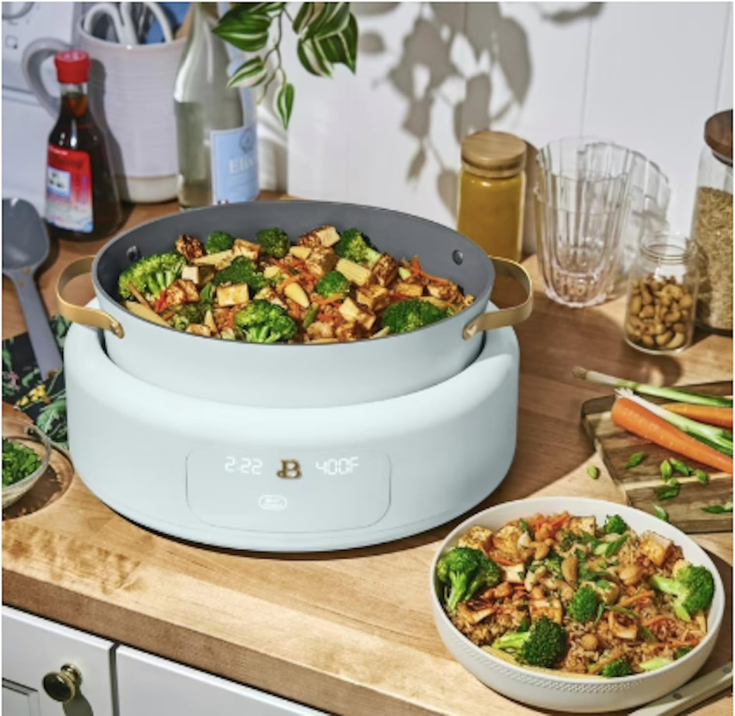 10-in-1 6Qt Electric Multi-Cooker – Slow Cooker, Rice Cooker, Steamer & More | Touch Control, Oven-Safe, Dishwasher-Safe (Hydrangea Blue)