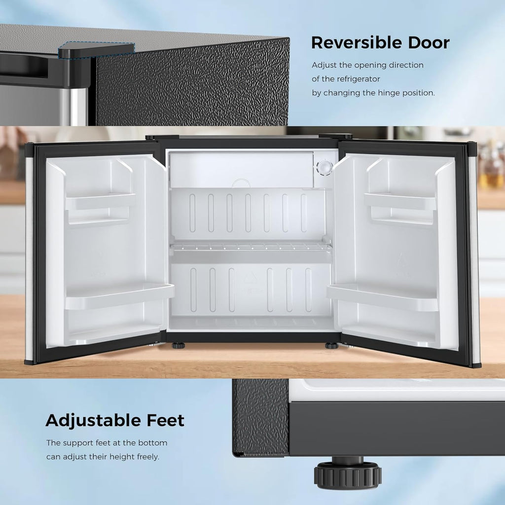 Antarctic Star 1.7 Cu.Ft Compact Refrigerator,Adjustable Thermostat,Removable Glass Shelf,Single Reversible Door Mini Fridge for Bedroom,Office,Dorm,Silver