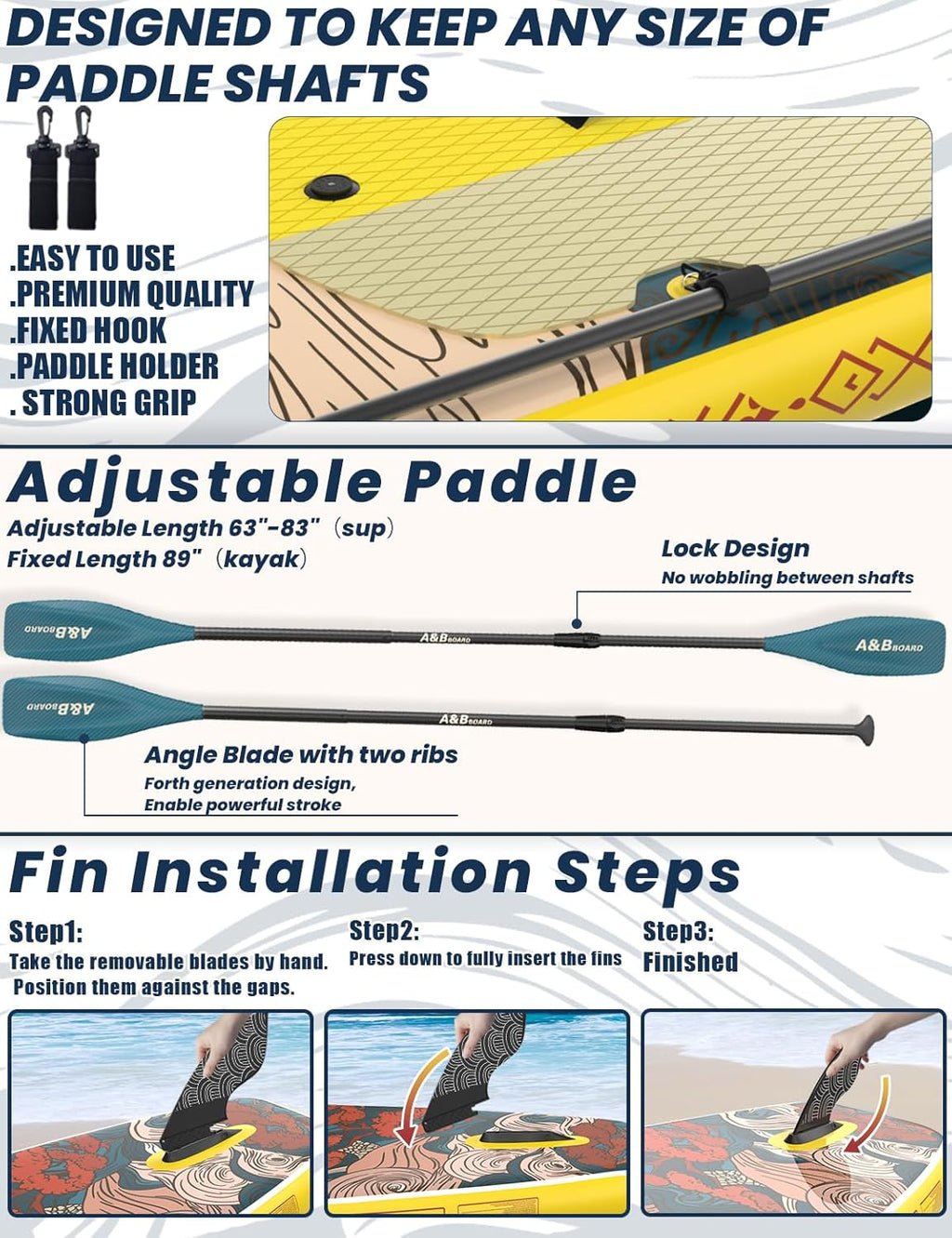 ABBOARD Inflatable Stand Up Paddle Board - Extra Wide Fishing Paddleboard with Sup Accessories Youth/Adults