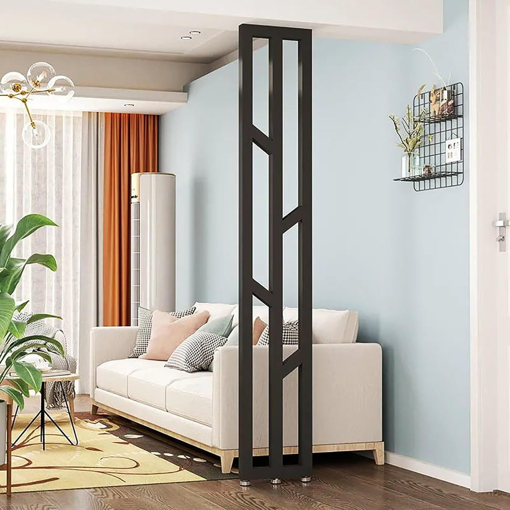 Tall Room Screens Partition Column, 1pc Metal Wall Partition Post Room Dividers, Privacy Screens Room Partition Post with Adjustable Feet for Home, Teahouse, Coffee Shop(Black,H95cm/37.4in)