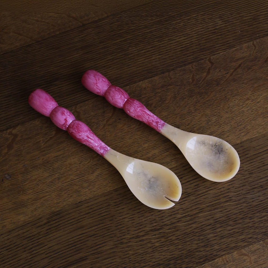 Beatriz Ball RESIN Rio Bubble Salad Servers (Red) – Hand-Poured, Stylish, Lightweight & One-of-a-Kind Artisanal Serveware