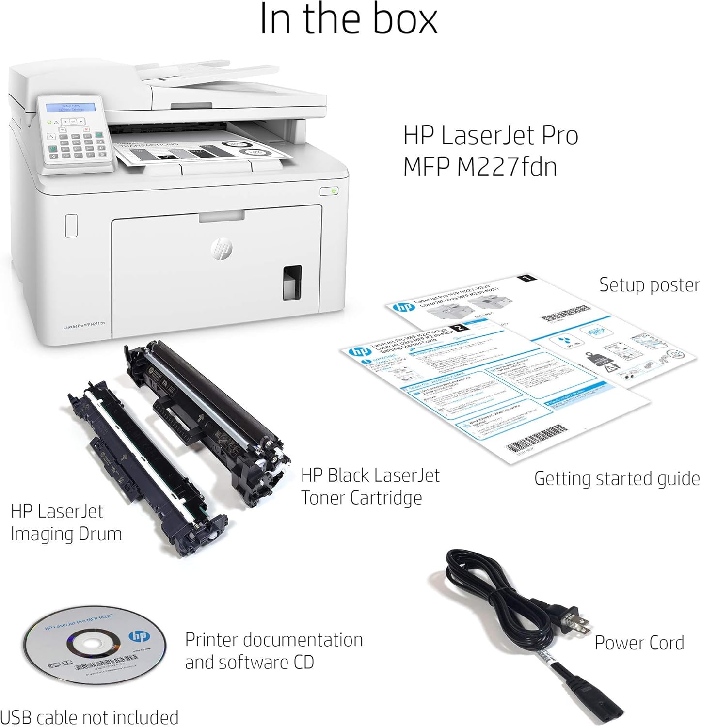 HP Laserjet Pro M227fdn All-in-One Monochrome Laser Printer with Auto Two-Sided Printing, Mobile Printing, Fax & Built-in Ethernet, Amazon Dash Replenishment Ready (G3Q79A) (Renewed)