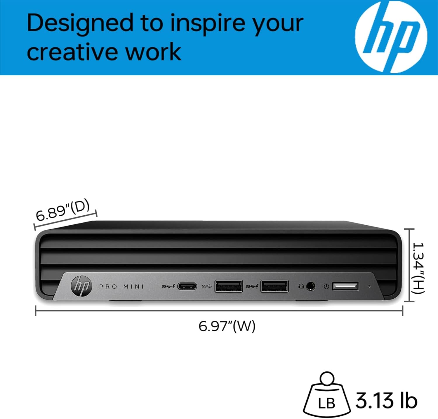 HP ProDesk 400 G9 mini PC, Intel Core i5-12400T, DDR4 RAM, PCIe SSD, Wi-Fi 6, triple display support, Windows 11 Pro