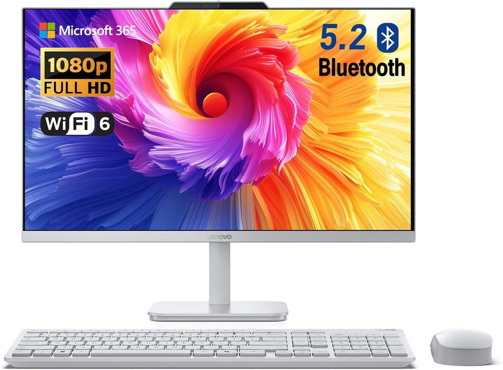 Lenovo A100 24" IPS FHD All in One Desktop Computer, Intel 8-core CPU, 8GB RAM, 512GB SSD Storage, Wireless Keyboard & Mouse Included, Support Dual-Display, HDMI, Windows 11, Cloud Grey