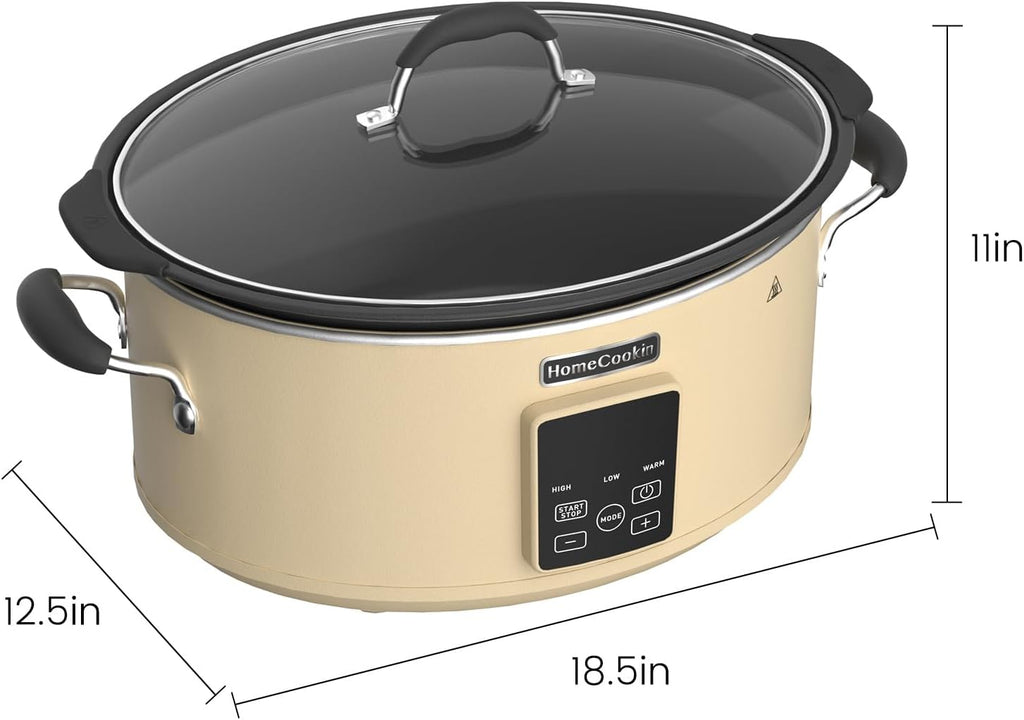 HOMECOOKIN Slow Cooker, Extra Large 10 Quart Programmable Slow Cookers with Timer, Dishwasher Safe Glass Lid & Crock, Kitchen Appliance for Families and Gatherings, Oatmeal