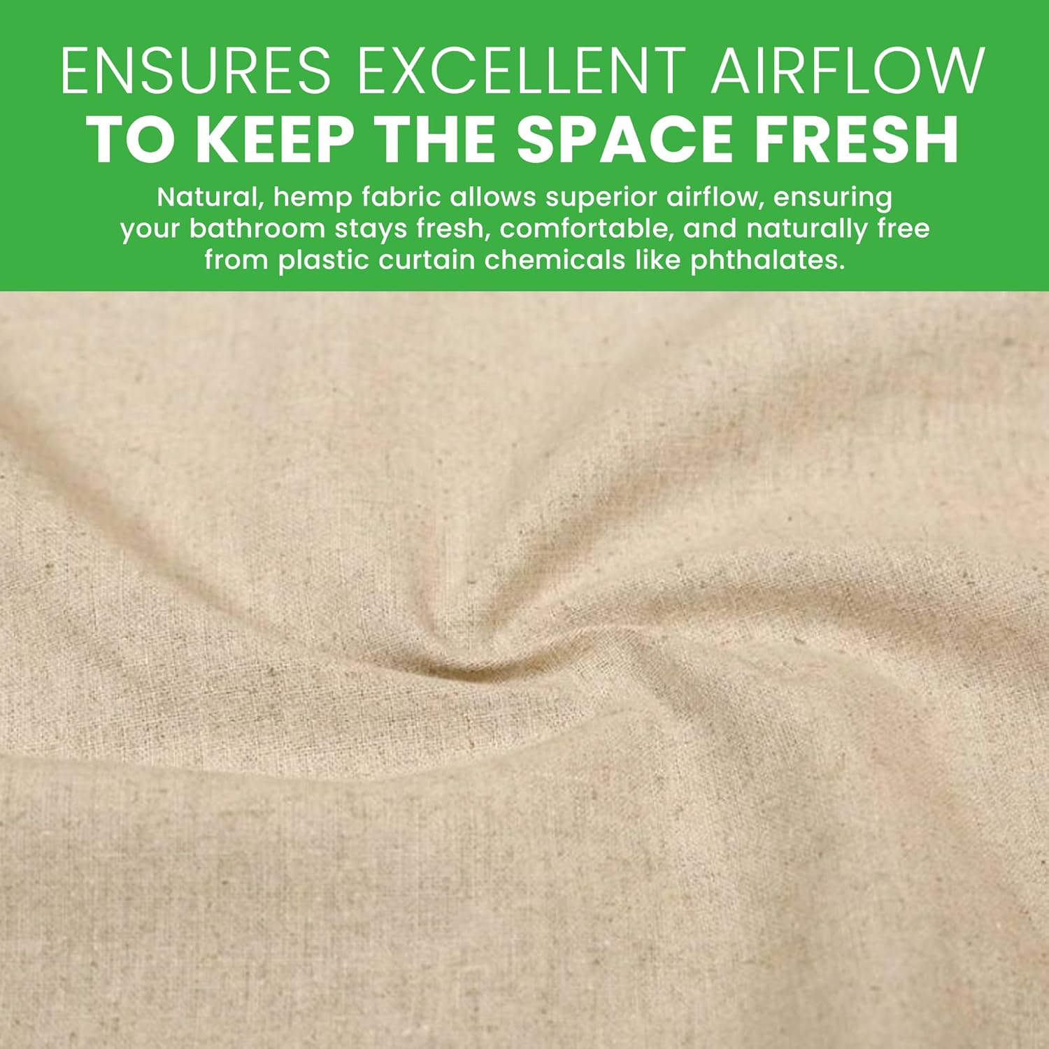 Bean Products Hemp Fabric Shower Curtain Liner - Lightweight and Washable Natural Breathable Fabric Stall Shower Liner - Perfect for Master Bath Tubs, Guest Bathrooms and Dorms - Natural, 36" x 74"