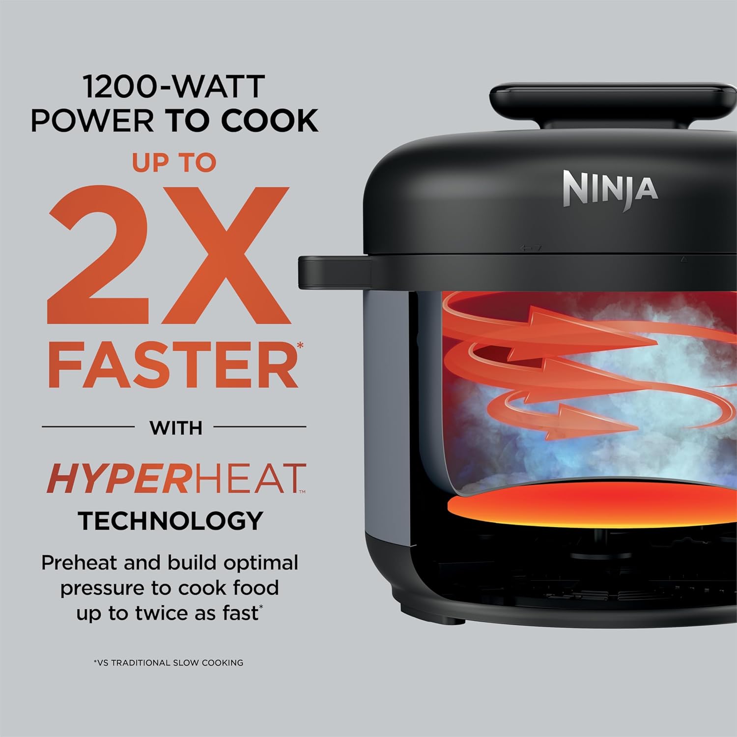 Ninja HyperHeat 9-in-1 Electric Pressure Cooker | 6.5 Qt Multi Cooker with Sear/Sauté, Slow Cooker, Rice Cooker, Sous Vide | 1200W | Fast Cooking, PFAS-Free Pot | Stone Purple | PC201SP