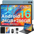 2026 Upgraded Android 16 Tablet, 10 inch Tablet with Keyboard, 24GB+256GB+2TB Expand, Gemini AI Tablet PC with 8-Core, 8000mAh, WiFi, GPS, Electronic 2-in-1 Tablets with Case, Mouse, Stylus (Black)