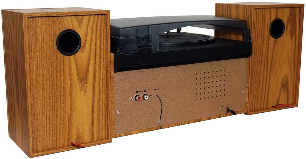 Boytone BT-28SPW Bluetooth Classic Record Player Turntable All-in-One with AM/FM Radio, CD/Cassette Player, 2 Separate Stereo Speakers, Record from Vinyl, Radio, and Cassette to MP3, SD slot, USB, AUX