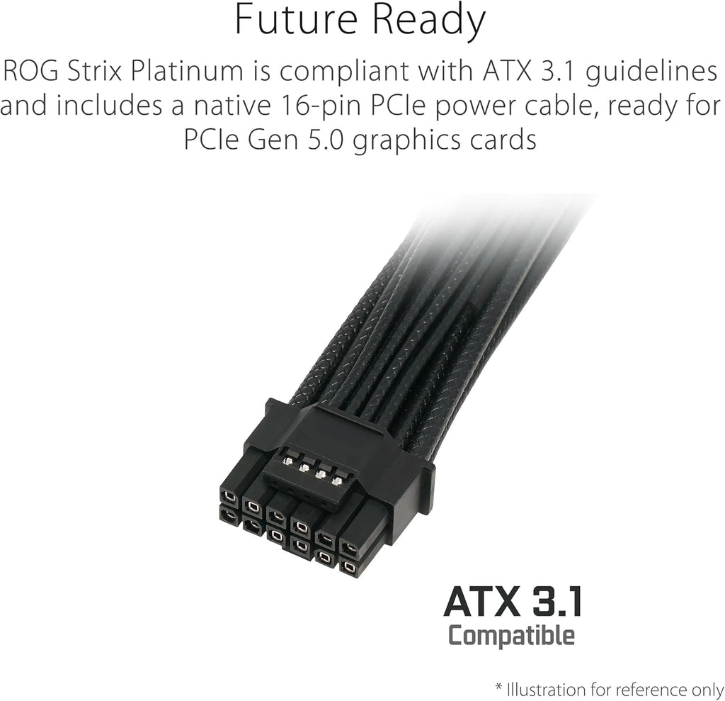 ASUS ROG Strix 1000W Platinum (Fully Modular Power Supply, 80 Plus Platinum Certified, ATX 3.1, Cybenetics Lambda A+, GaN MOSFET, GPU-First Intelligent Voltage Stabilizer, 10-Year Warranty)