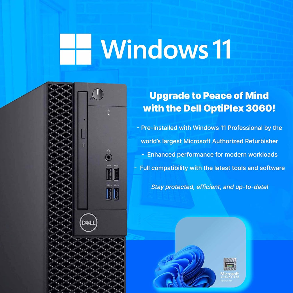 Dell OptiPlex 3060 Desktop PC | Intel Core i5 8th Gen Hexa Core | 16GB RAM | 1TB SSD | Windows 11 Pro | 24" LCD Monitor | WiFi + Bluetooth | RGB Speaker | (Renewed)