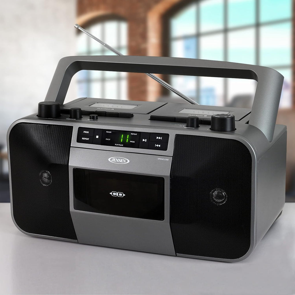 JENSEN MCR-1500 MCR-1500 Portable Stereo CD Player and Dual-Deck Cassette Player/Recorder with AM/FM Radio