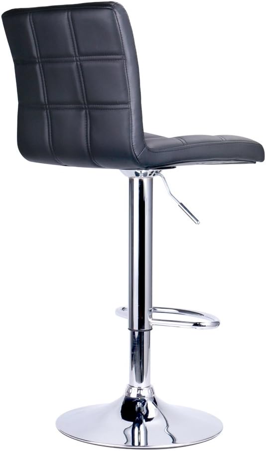 Leopard Modern Square PU Leather Adjustable Bar Stools with Back, Square Back Bar Stools Set of 2, Bar Height Swivel Barstools for Kitchen Counter (Black)