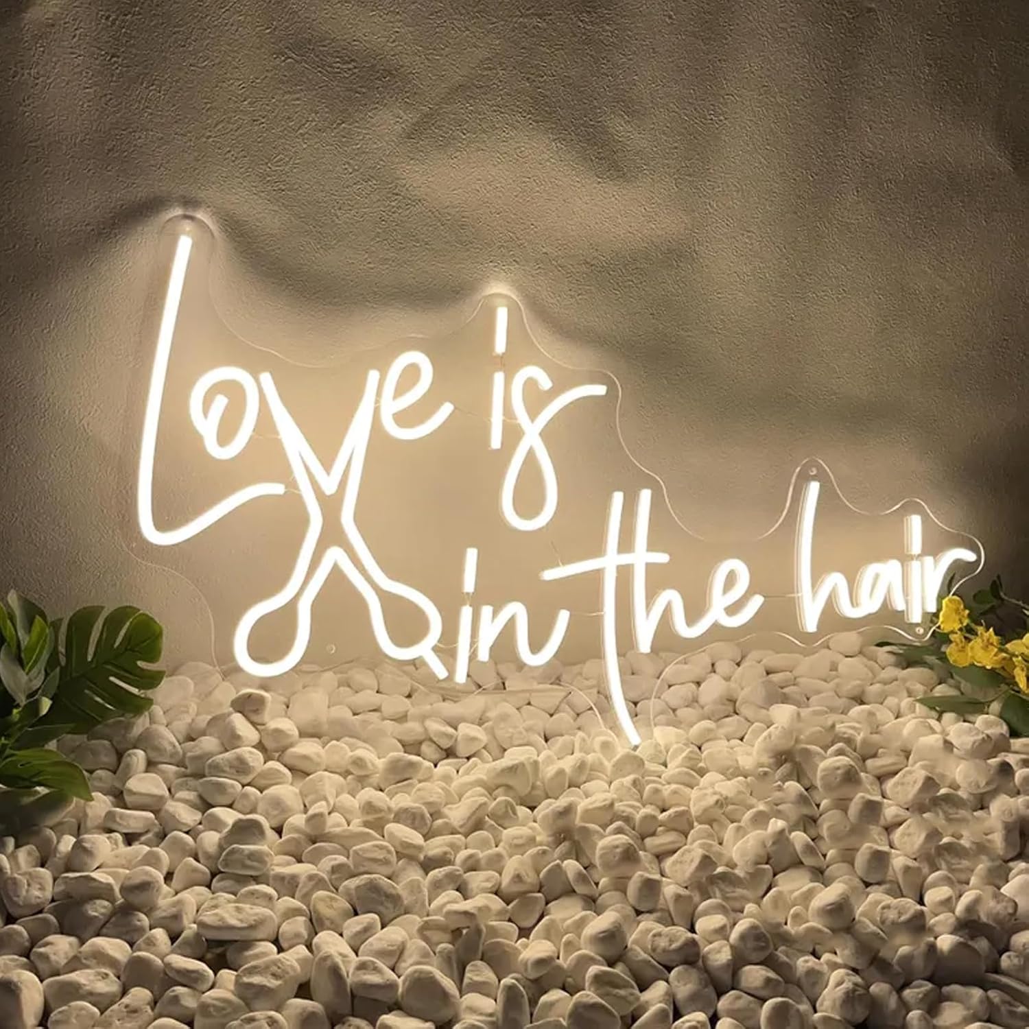 Love is in the Hair Neon Sign 23 inches LED Hair Salon Lights Up Neon Signs Business Wall Decor for Beauty Salon Barber Shop Hair Room