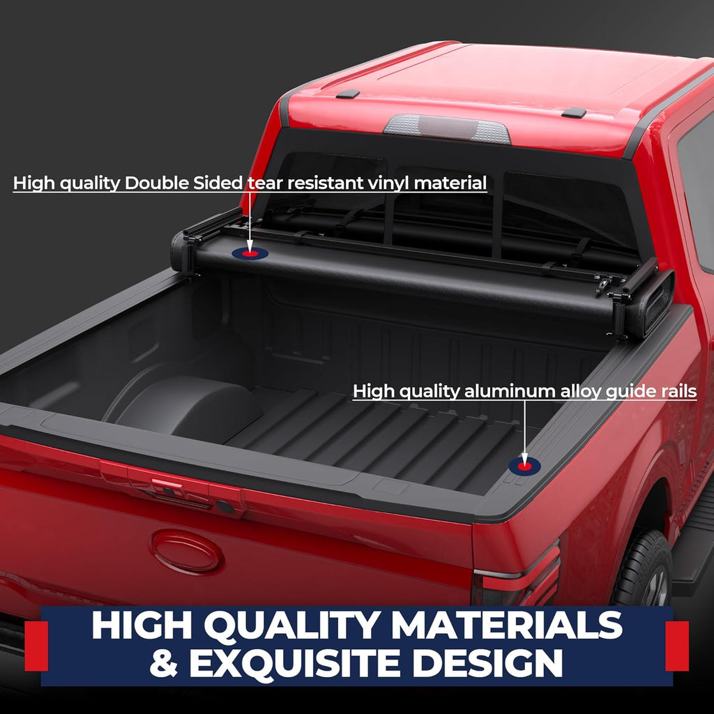 MOSTPLUS 5.5FT Quad Fold Soft Truck Bed Tonneau Cover On Top Compatible for Ford F150 2015-2025 2026 F-150 Bed Fourth Fold Styleside Bed Cover 67Inch