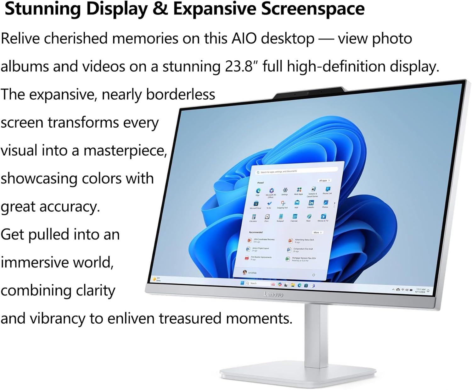 Lenovo 24" IdeaCentre All-in-One Desktop Computer, Intel 8-Core i3-N305, 16GB DDR4, 512GB PCIe SSD, 23.8" FHD IPS Display Home Office PC, WiFi 6, Office 365, Keyboard & Mouse, Windows 11, Cloud Grey