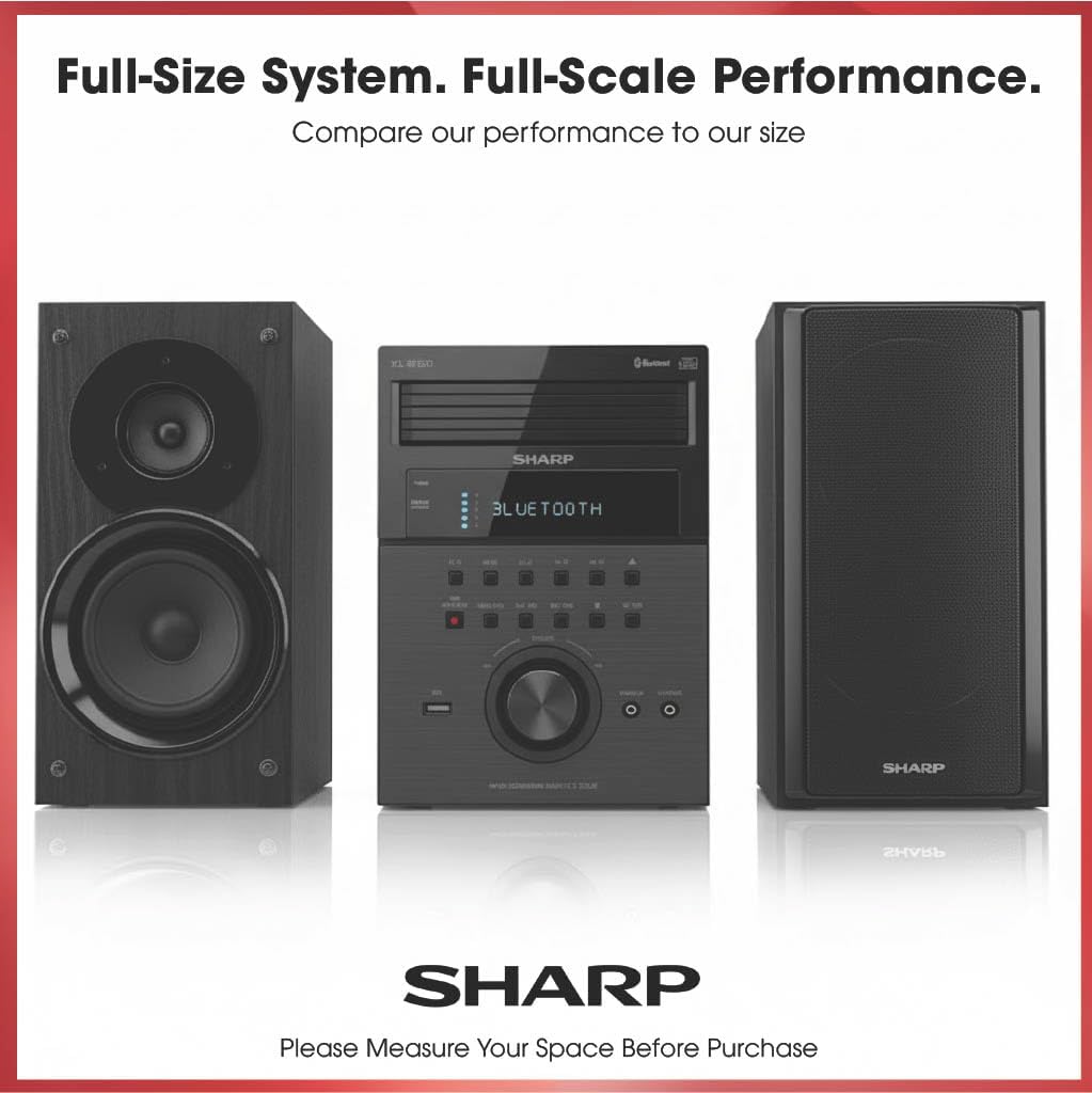 Sharp XL-BH250 Sharp 5-Disc Micro Shelf Executive Speaker System with Bluetooth, USB Port for MP3 Playback, AM/FM, Audio in for Digital Players