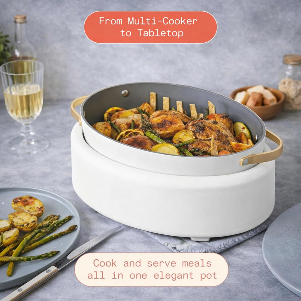 Slow Cook 6 Quart Electric Multi Cooker 10 in 1 with Programmable Touch Display, Slow Cook Sear Steam