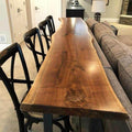 RUNNUP Industrial Bar Table, Solid Wood Sofa Table with Footrest for Living Room Window Coffee Shop, Without Chairs 79" L x 18" W x 41.5" H