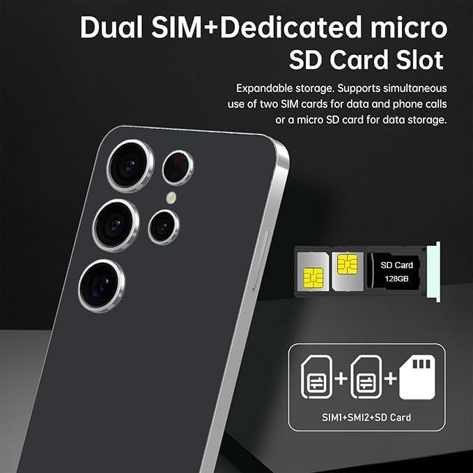 C24 Unlocked Phone,6.3-inch Screen .Android 14 Smartphone,4+128GB Cell Phone,6800mAh Large Battery,90Hz FHD+ Screen 72MP Camera Smartphone,Dual SIM 5G Phone,Face ID/GPS.(Gray)