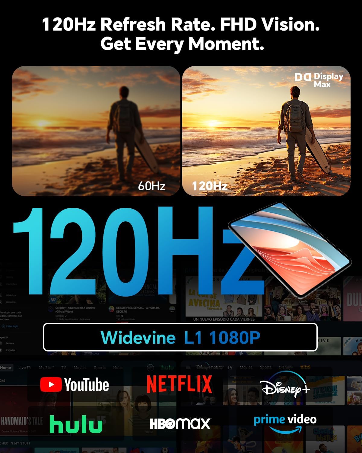 TECLAST Android 16 T65 13.4 inch Large Tablet, 256GB ROM, 12H 10000mAh Battery, 120Hz 1920x1200 IPS Display, 2.2Ghz Octa-Core Processor, 2.4/5G Wi-Fi+4G LTE, GPS, Ideal for Streaming and Learning