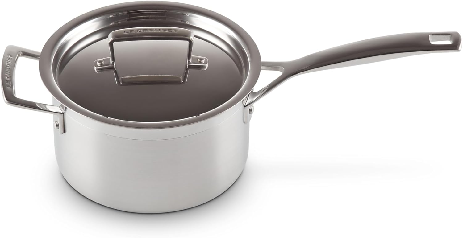 Le Creuset Stainless Steel Classic 3-Ply Saucepan, 3qt