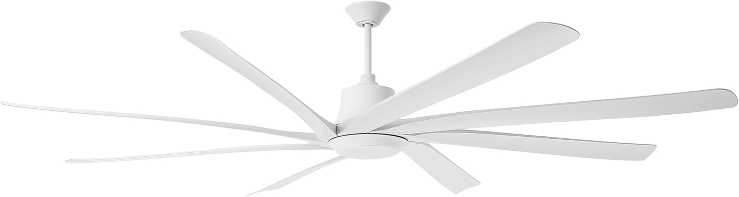 100 Inch Ceiling Fans with Lights and Remote, Large Industrial Ceiling Fan with High Airflow DC Motor, 8 ABS Blades Reversible Quiet Commencial Fan for Shop, Garage, Living Room, Warehouse, White