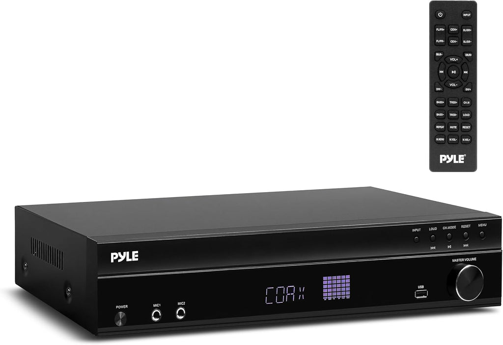 Pyle 5.2 Channel Bluetooth Home Theater Amplifier, 240 watts Peak Power, Microphone Input with Echo for Karaoke, ARC Hi-Def Input, USB-A Input with MP3 Player, FM Radio - PT875BT