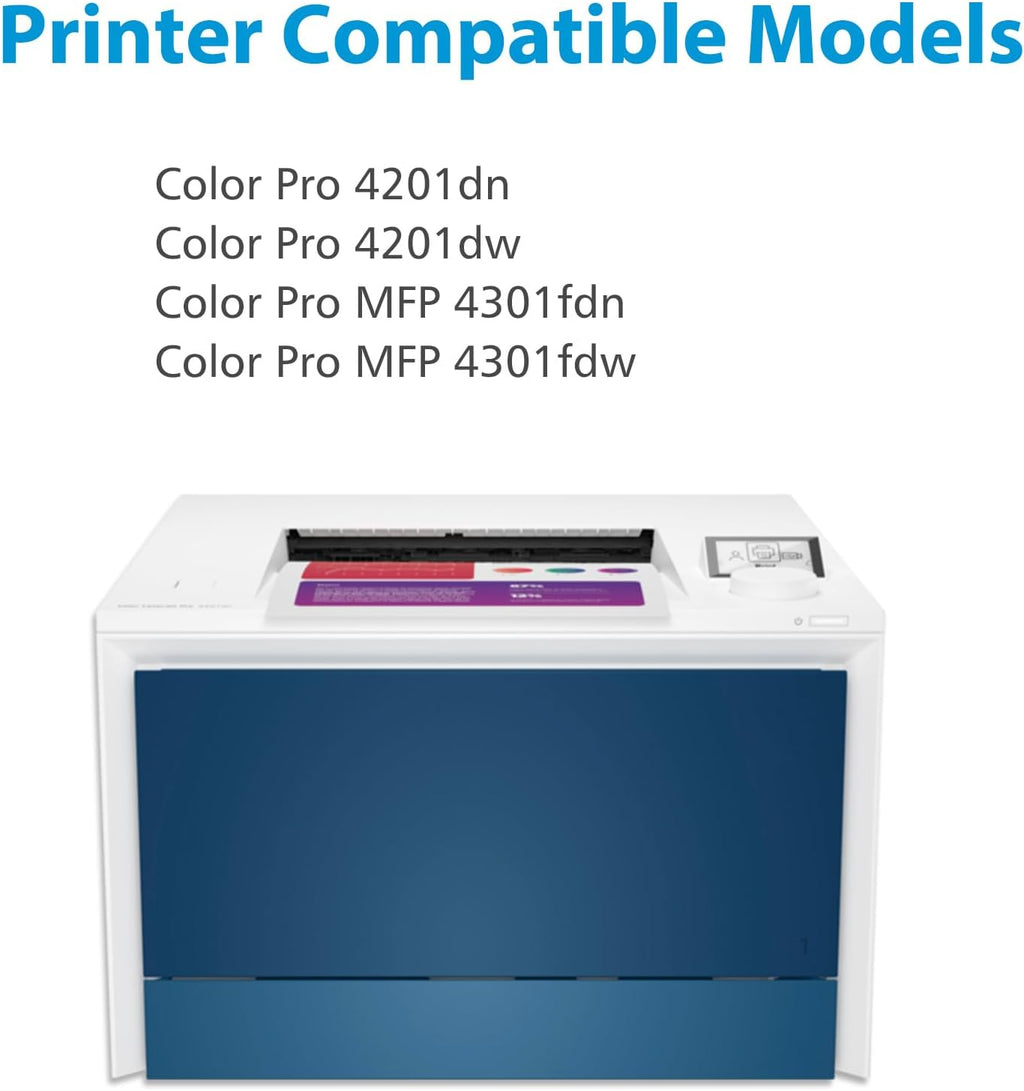 210A Toner Cartridges 4-Pack Set | Compatible for 210A W2100A 210X High Yield Toner W2100X for Color Pro 4201dn 4201dw Pro MFP 4301fdn 4301fdw Printer Ink | Black Cyan Yellow Magenta (with Chip)