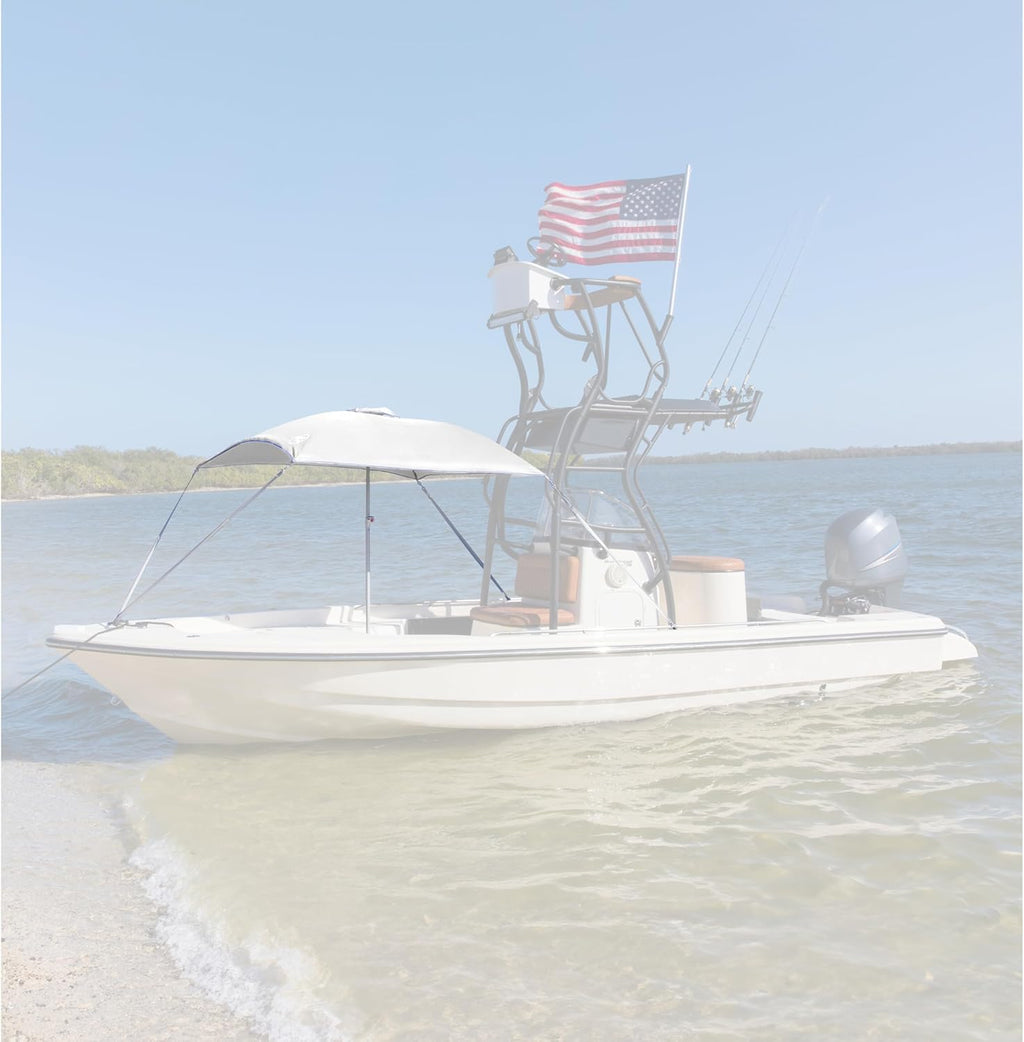 Taylor Made Anchorshade III Boat Shade, White, 6' x 6', Adjustable Aluminum Pole to 8 Feet, UV-Treated Fade-Resistant Nylon, Market-Style Top, Carrying Case, Fits Most Boats and Benches – 22042