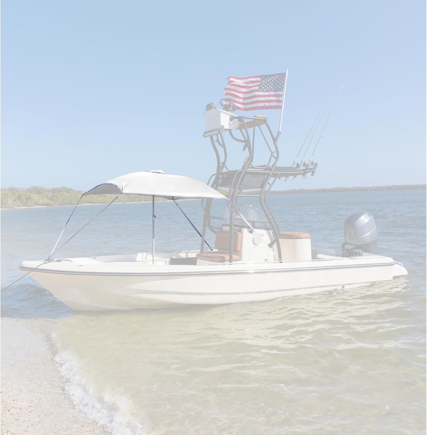 Taylor Made Anchorshade III Boat Shade, White, 6' x 6', Adjustable Aluminum Pole to 8 Feet, UV-Treated Fade-Resistant Nylon, Market-Style Top, Carrying Case, Fits Most Boats and Benches – 22042