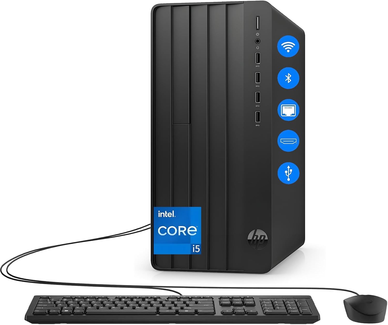 HP Desktop Computer Tower PC | Intel 6-Core i5-12500 | 8GB RAM + 256GB PCIe SSD | Complete Setup with WiFi, Bluetooth, Keyboard & Mouse | Windows 11 Home| Ideal for Home Office, Business & Student