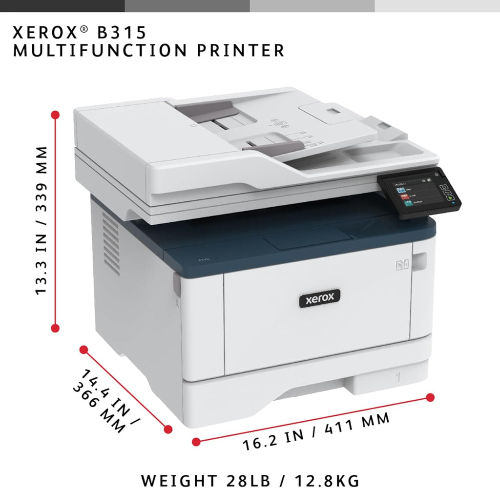 Xerox B315DNI All-in-One, Laser, B&W, Wireless, RADF, Letter, Print, Scan, Copy, Fax, Energy Star Certified, Up to 42PPM