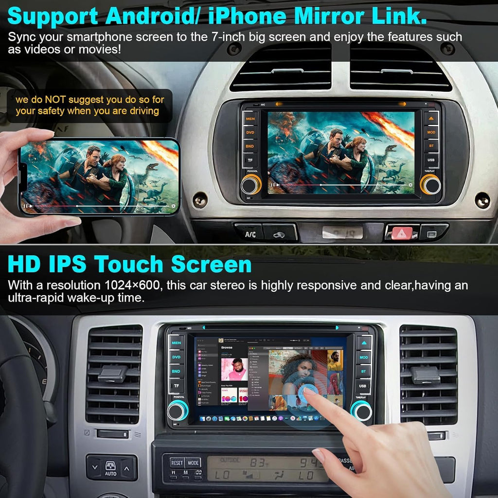 7 Inch Car Radio for Toyota 4Runner 2003-2009, for Tundra 2003-2006, for Sequoia 2003-2007, Car Stereo with CD/DVD Player- CarPlay & Android Auto,Bluetooth & FM Radio