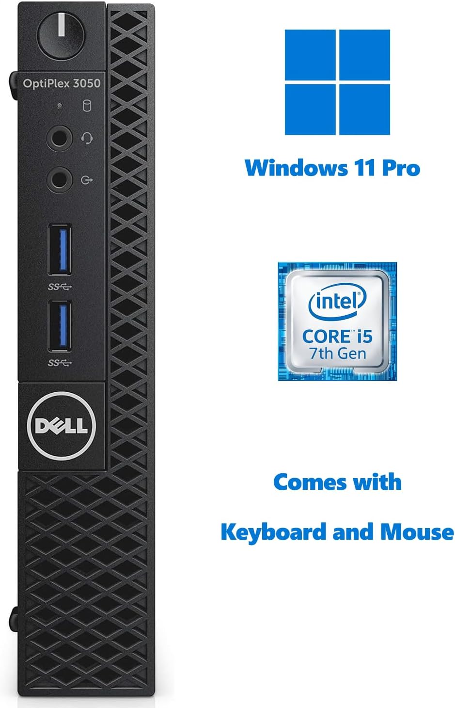 Dell OptiPlex 3050 Micro Form Factor Desktop Computer, Intel Core i5-7500T, 8GB DDR4, 256GB Solid State Drive, Windows 11 Pro (Renewed)