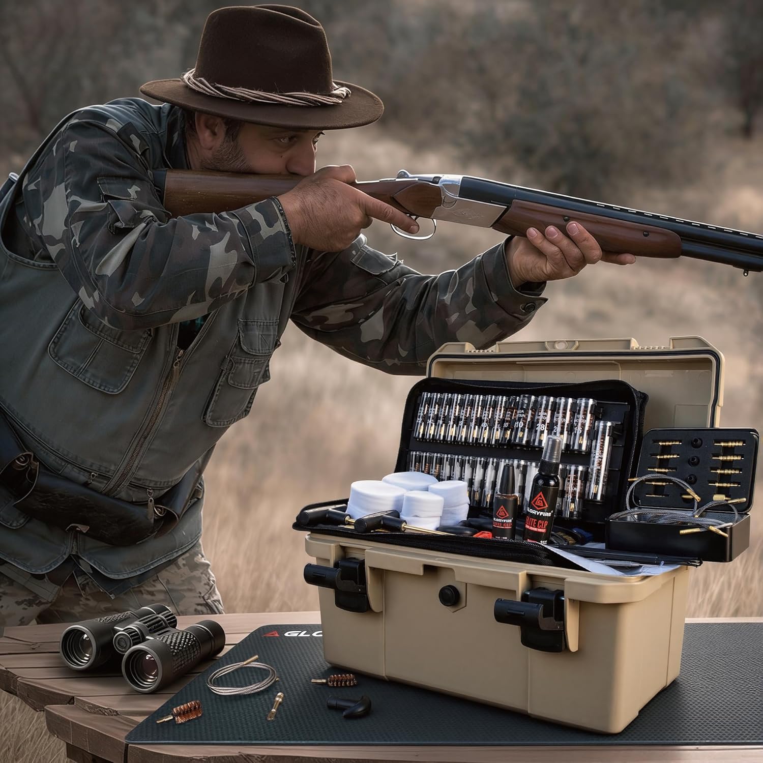 GLORYFIRE Deluxe Universal Gun Cleaning Kit - Highly Effective Cleaning Solutions for Hunting and Shooting - Compact