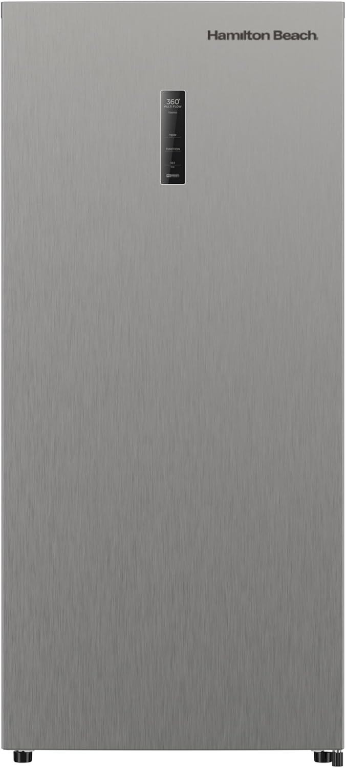 Hamilton Beach HBFRF1495 14 cu ft Upright Convertible Fridge/Freezer-Frost Free-Removable Glass Shelves-LED Interior Light, Stainless