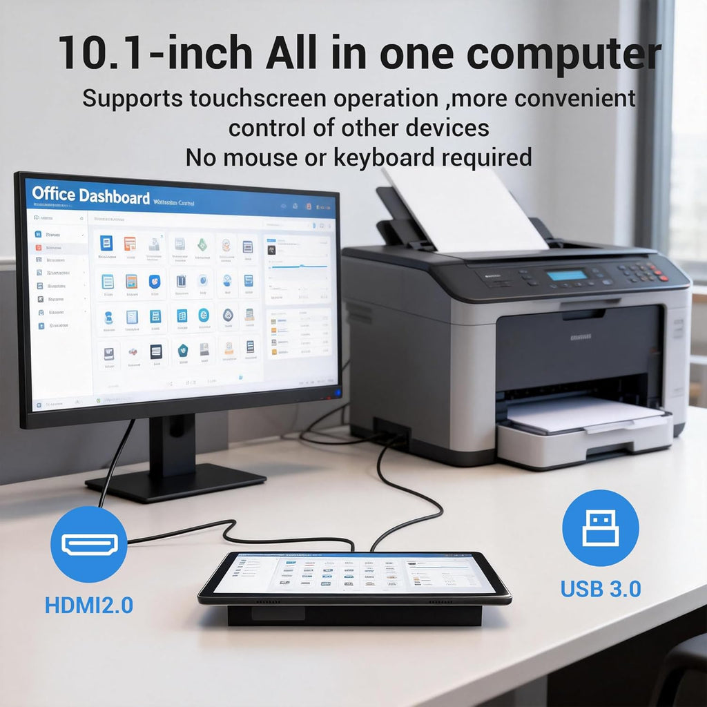 HIGOLEPC Fanless All-in-One Touchscreen Computer RK3399, Industrial Panel PC 10.1 Inch Rugged Android 12, 4GB RAM, 64GB ROM, 1280 * 800 IPS