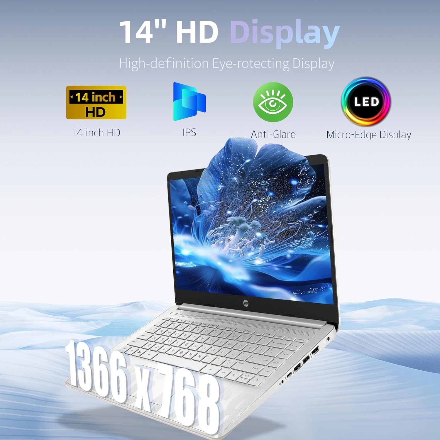 HP Essential Laptop Computer for Home and Student with Office 365, 2026 Edition, 16GB RAM, 128GB Storage- Intel Processor - LED Display, 500GB External HDD, Portable Design, Copilot AI, Win 11 Home S