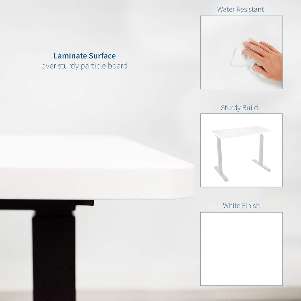 VIVO White 60 x 24 inch Universal Solid One-Piece Table Top for Standard and Sit to Stand Height Adjustable Home and Office Desk Frames, DESK-TOP60W