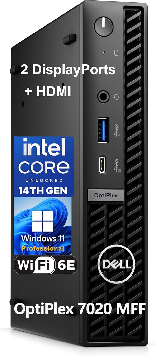 Dell OptiPlex 7020 MFF Mini Business Desktop Computer, 7000 Micro Form Factor, 14th Gen Intel 14-Core i5-14500T (Beat i7-13700T), 8GB DDR5 RAM, 512GB PCIe SSD, WiFi 6E, 2 DisplayPorts, HDMI, W11 Pro