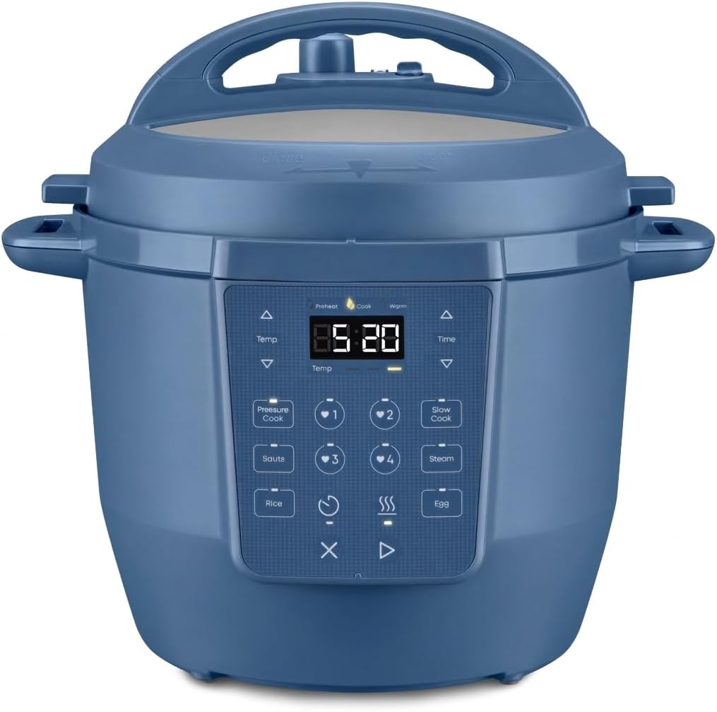 6Qt RIO Chef Series 7-in-1 Multi-Cooker, Pressure Cooker, Slow Cook, & More, Day Dream- The Non-stick Ceramic-coated Aluminum Pot And Dishwasher-safe Lid Make Washing Up Effortless